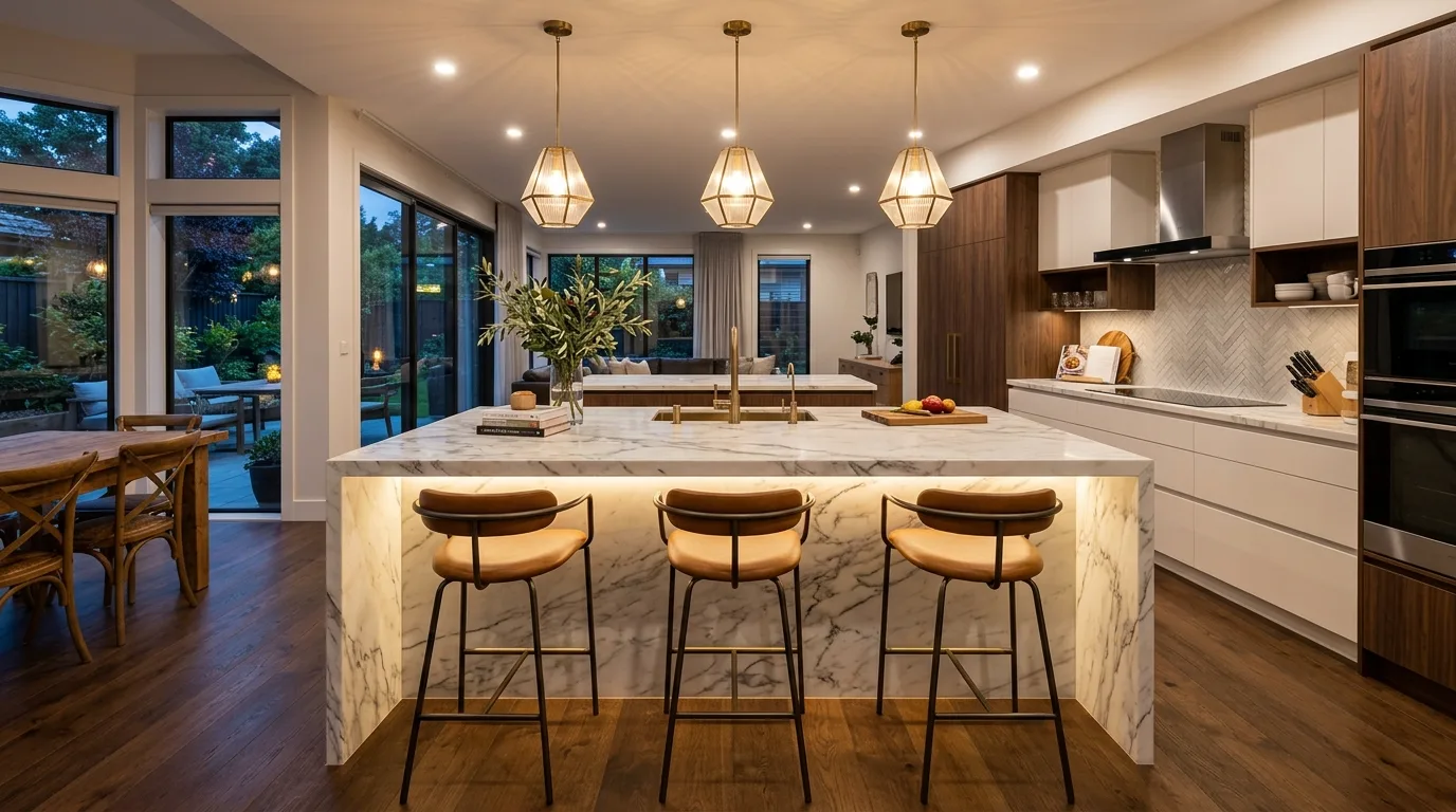 Stunning kitchen island designed as the heart of the home.